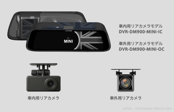 アルパイン ミニ専用デジタルミラー DMR-DM900-MINIシリーズ ラインアップ